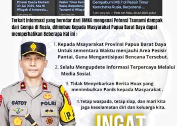 Jangan Panik Hadapi Isu Tsunami, Kapolda Papua Barat Daya Ajak Warga Saring Informasi dan Tetap Tenang